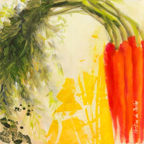 Emmanuelle Mertian de Muller, Carottes I (Karotten, Möhren, Gemüse, Pflanze, zeitgenössisch, moderne Malerei, Wunschgröße, Treppenhaus, Wohnzimmer, bunt)