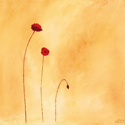 Erika Heinemann, Lonely I (Mohn, Blüten, Blumen, filigran, Malerei, modern, dekorativ, Treppenhaus, Arztpraxis, Wohnzimmer, Wunschgröße, bunt)