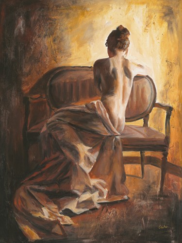 Escha, Stanotte (Frau, junge Frau, Bank, Aktmalerei, Rückenakt, Erotik, Wunschgröße, Wohnzimmer, moderne Malerei, zeitgenössich)