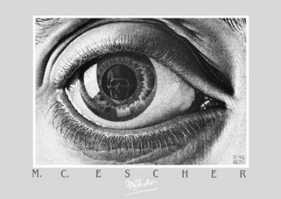 M. C. Escher, Auge (Auge, Irritation, Zeitgenössischer Surrealismus, Treppenhaus, Wohnzimmer, schwarz/weiß)