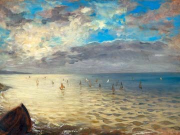 Eugene Delacroix, Das Meer, von den Höhen bei... (Meeresbrise, Strand, Badende, Wolkenhimmel, Urlaub, Sommer, Spätromantik, Klassiker, Wunschgröße, Malerei, Wohnzimmer, bunt)