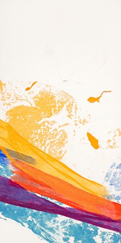 Jan Sullivan Fowler, Waves of Washi No. 2 (Abstrakte Malerei, Wellen, Japanpapier, Pinselspur, Bewegung, Dynamik, modern, Wunschgröße, Büro, Busness, wohnzimmer, bunt)