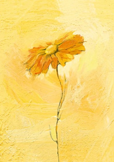 Elena Filatov, Fiore 1 (Blumen, Blüten, Botanik, Gerbera, Treppenhaus, Wohnzimmer, Schlafzimmer, gelb / goldgelb)