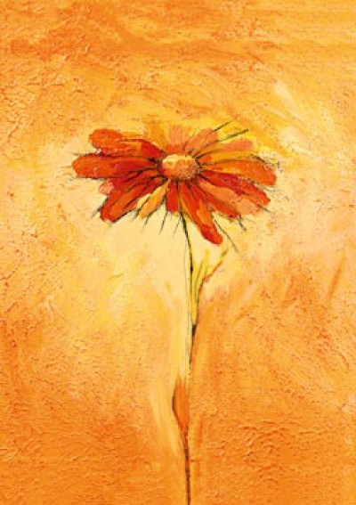 Elena Filatov, Fiore 2 (Blumen, Blüten, Botanik, Gerbera, Treppenhaus, Wohnzimmer, Schlafzimmer, gelb / orange)