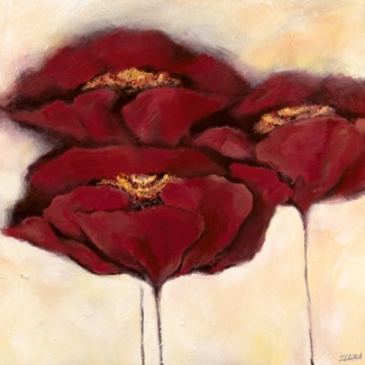 Elena Filatov, Mohn in Milch I (Blumen, Blüten, Botanik, Mohn, Treppenhaus, Wohnzimmer, Schlafzimmer, purpur, rot,)