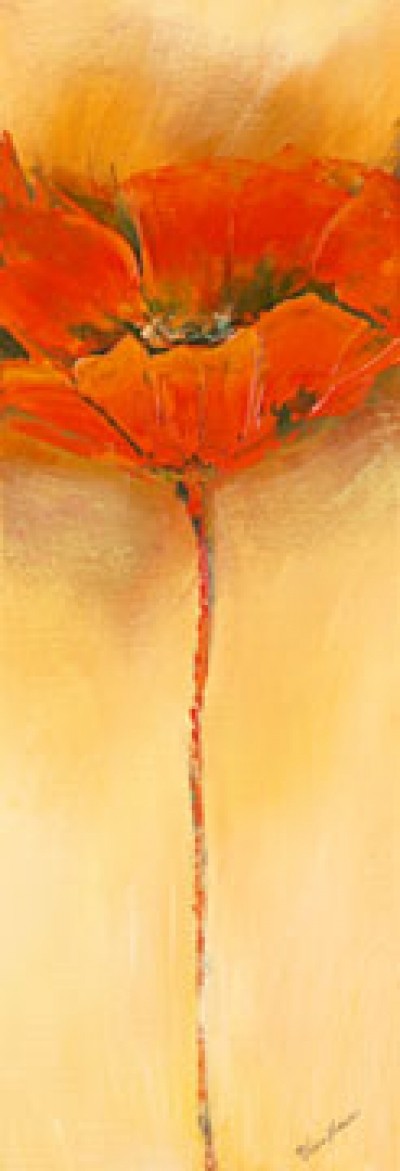 Elena Filatov, Mohnblüte II (Blumen, Blüten, Botanik, Mohn, Treppenhaus, Wohnzimmer, Schlafzimmer, orange / gelb)