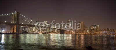 forcdan, Brooklyn Bridge, New York, NY (Wunschgröße, Fotografie, Photografie, Amerika, USA, Städte, Metropole, NY, Architektur, Skyline, Hochhäuser, Panorama  Abendstimmung, Beleuchtung, Brücke, Spiegelungen, Büro, bunt)