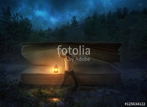 kevron2001, Finding a large Bible at night (licht, lampe, blitzlicht, unsichtbar, wald, wiese, nacht, abend, dunkel, stern, himmel, raum, universum, kalt, landschaft, natur, buch, huge, klein, mann, lesen, skilift, gewichten, schwer, page, bibel, religion, konzept, surrea)