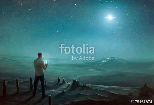 kevron2001, Man and the Christmas star (weihnachten, bethlehem, abbildung, zeichnung, stern, mann, telefon, fotografie, bild, schnappschuss, cell, pfiffig, allein, religion, uralt, geschichte, nacht, himmel, landschaf)