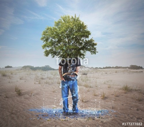 kevron2001, Water from a dry desert (wasser, wüste, buch, baum, life, tod, mann, lesen, studieren, schatten, hot, sand, landschaft, surreal, konzept, fallen lassen, strömen, rivers, see, pfütz)