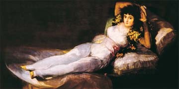 Francisco de Goya, Die bekleidete Maja (Klassiker, Malerei, People & Eros, Menschen, Frau, liegende Frau, lasziv, die Schöne, Spanierin, Schlafzimmer, Wohnzimmer, Wunschgröße, bunt)
