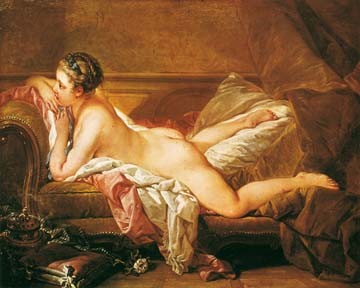 Francois Boucher, Ruhendes Mädchen (Mädchen, Liegende, lasziv, Akt, nackt, Erotik, Rokoko, Malerei, Klassiker, Wunschgröße, Wohnzimmer, Schlafzimmer, bunt)