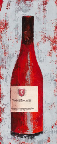 Françoise Persillon, Bourgogne I (Wunschgröße, Malerei, Modern, Flasche, Burgunder, Wein, Gastronomie, Bistro, Restaurant, Vinothek, Esszimmer, Wohnzimmer,  rot)