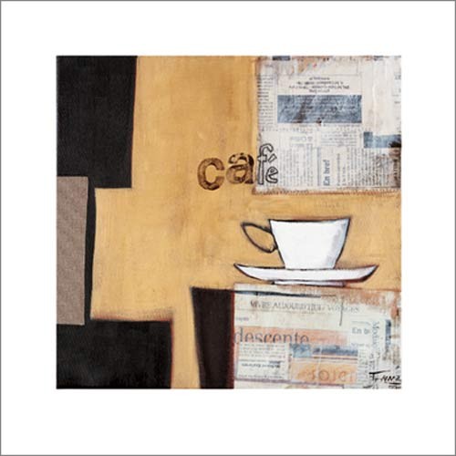 Frank Damm, Untitled, 2003 (Kaffee, Café, Tasse, Zeitungen,  Farbfelder, abstakte Muster, Stillleben, Gastronomie, Küche, Bistro, beige/braun)
