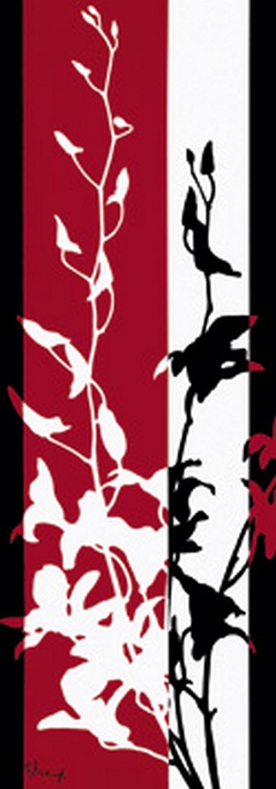 Franz Heigl, Ranken I (Wunschgröße, Modern, Malerei,Abstrakt, Zweige, Blätter,, Farbfelder, rot, schwarz, weiß,)