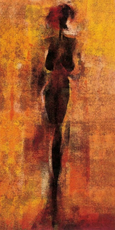 Franz Ruzicka, Punu I (Akt, Afrikanerin, Eingeborene, nackt, Frau, schlank, Figurativ, Modern, People & Eros, dekorativ, Malerei, Treppenhaus, Schlafzimmer, Wunschgröße, gold/braun)