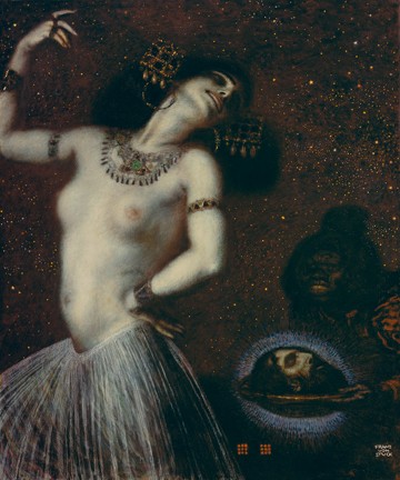 Franz von Stuck, Salome (Tanz, Tanzende Frau, Salome, Kopf, Johannes der Täufer, Erotik, Akt, mystisch, biblisch, Symbolismus, Wohnzimmer, Klassiker, Wunschgröße, Malerei, bunt)