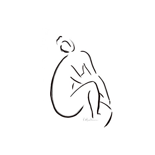Frédérique Marteau, Florence (Wunschgröße, Zeichnung, Akt, nackte Frau, sitzend, modern, Strichzeichnung, Schlafzimmer, Treppenhaus, schwarz / weiß)