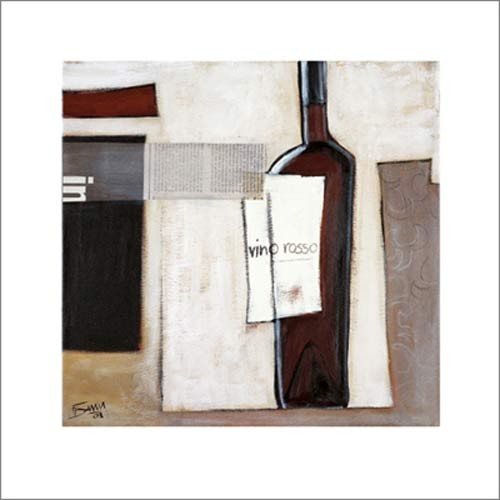 Frank Damm, Untitled, 2003 (Wein, Weinetikett, Farbfelder, abstakte Muster, Stillleben, Gastronomie, Küche, Bistro, Esszimmer, beige/braun)