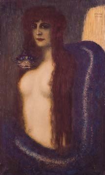 Franz von Stuck, Die Sünde (Sünde, Frau, nackt, Akt, Schlange, düster, mystisch, Symbolismus, Wohnzimmer, Klassiker, Wunschgröße, Malerei, bunt)