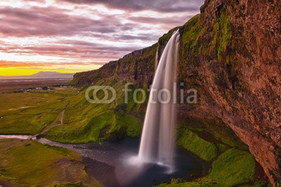 Fyle, Seljalandsfoss (wasserfall, island, isländisch, cascade, rivers, wasser, welle, schöner, schönheit, natur, landschaft, verschwommen, verfärbt, mitternacht, sonnenuntergänge, abenddämmerung, wide, lebendig, süden, orientierungspunkt, absteigend, fließen, strömen)