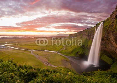 Fyle, Seljalandsfoss (wasserfall, island, isländisch, cascade, rivers, wasser, welle, schöner, schönheit, natur, landschaft, verschwommen, verfärbt, mitternacht, sonnenuntergänge, abenddämmerung, wide, lebendig, süden, orientierungspunkt, absteigend, fließen, strömen)