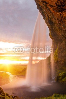 Fyle, Seljalandsfoss (wasserfall, island, isländisch, cascade, rivers, wasser, sonne, ray, balken, schöner, schönheit, natur, landschaft, verschwommen, verfärbt, mitternacht, sonnenuntergänge, abenddämmerung, sunrise, leuchten, lebendig, süden, orientierungspunk)