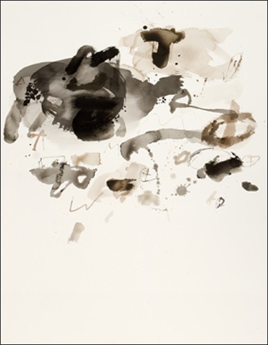 Gabriel BELGEONNE, Etrange rve, 2008 (Absrakte, Kunst, Abstrakte Malerei, Pinselspuren, schmuddelig, verwischt, Treppenhaus, Wohnzimmer, braun/grau/beige)
