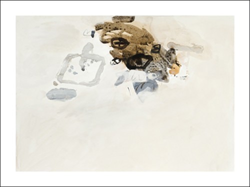 Gabriel BELGEONNE, Rendre compte, 2008 (Absrakte, Kunst, Abstrakte Malerei, Pinselspuren, schmuddelig, verwischt, Treppenhaus, Wohnzimmer, braun/grau/beige)