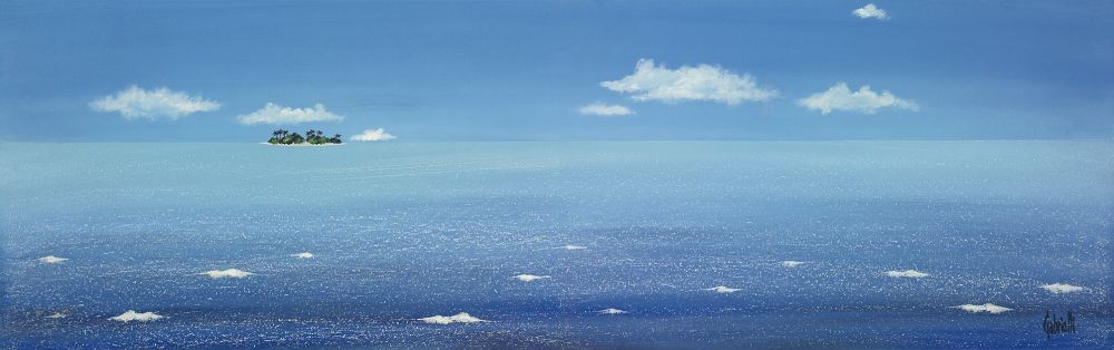 Gabrielli, Atollo II (Meer, Meeresbrise, Insel, Ferne,  Horizont, maritim, Treppenhaus, Wohnzimmer, Grafik, bunt)
