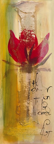 Gemma Leys, Amor II (Wunschgröße, Modern, Abstrakt, Abstrakte Malerei, Farbflächen, Rose, Blume, Blüte, Kalligraphie, Schrift, bunt)