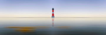 Gerhard Rossmeissl, Leuchtturm Panorama (Leuchtturm, Landschaften,  Meer, Nordsee, Wunschgröße, Fotografie, Schlafzimmer, Wohnzimmer, Wellness, zeitgenössisch, Wunschgröße, Meeresbrise, bunt)