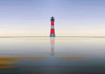 Gerhard Rossmeissl, Leuchtturm (Leuchtturm, Landschaften,  Meer, Nordsee, Wunschgröße, Fotografie, Schlafzimmer, Wohnzimmer, Wellness, zeitgenössisch, Wunschgröße, Meeresbrise, bunt)