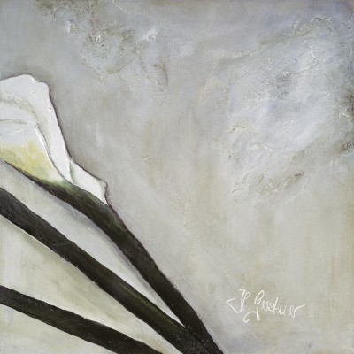 Gerstner Heidi, Brilliant Calla I (Blumen, Blüten, Blütenstängel, modern, Malerei, Treppenhaus, Wohnzimmer, Esszimmer, weiß/grau)