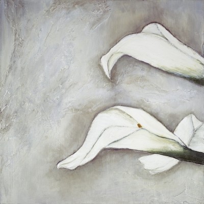 Gerstner Heidi, Brilliant Calla III (Blumen, Blüten, Blütenstängel, modern, Malerei, Treppenhaus, Wohnzimmer, Esszimmer, weiß/grau)