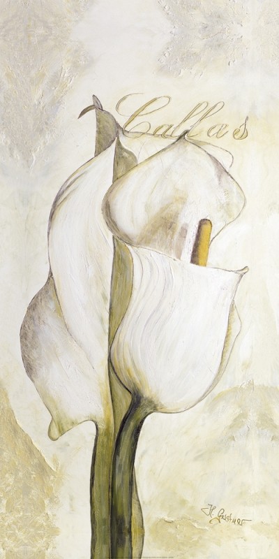 Gerstner Heidi, Standing Rose (Calla, Blumen, Blüten, Blütenstängel, modern, Malerei, Treppenhaus, Wohnzimmer, Esszimmer, weiß/beige)