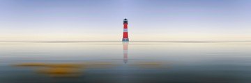 Gerhard Rossmeissl, Leuchtturm Panorama (Leuchtturm, Landschaften,  Meer, Nordsee, Wunschgröße, Fotografie, Schlafzimmer, Wohnzimmer, Wellness, zeitgenössisch, Wunschgröße, Meeresbrise, bunt)