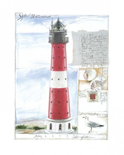 Sabine Gerke, Sylt/Hörnum (Meeresbrise,Landschaften,Modern, Illustration, Leuchtturm, Flur,Soziale Einrichtungen,Treppenhaus, Wohnzimmer)