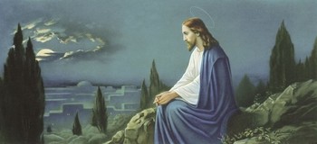 Giovanni, Untitled (Jesus, Am Ölberg, nachdenklich,  religiös, Schlafzimmer, Wohnzimmer, Handtuchbild, bunt)