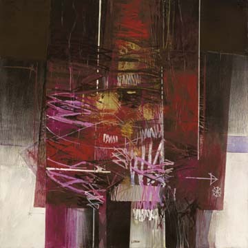 Giuliano Censini, Riflessi rosa (Zeitgenössisch, Abstrakte  Malerei, Farbfelder, geometrische Formen, Linien, Büro, Business, Wohnzimmer)