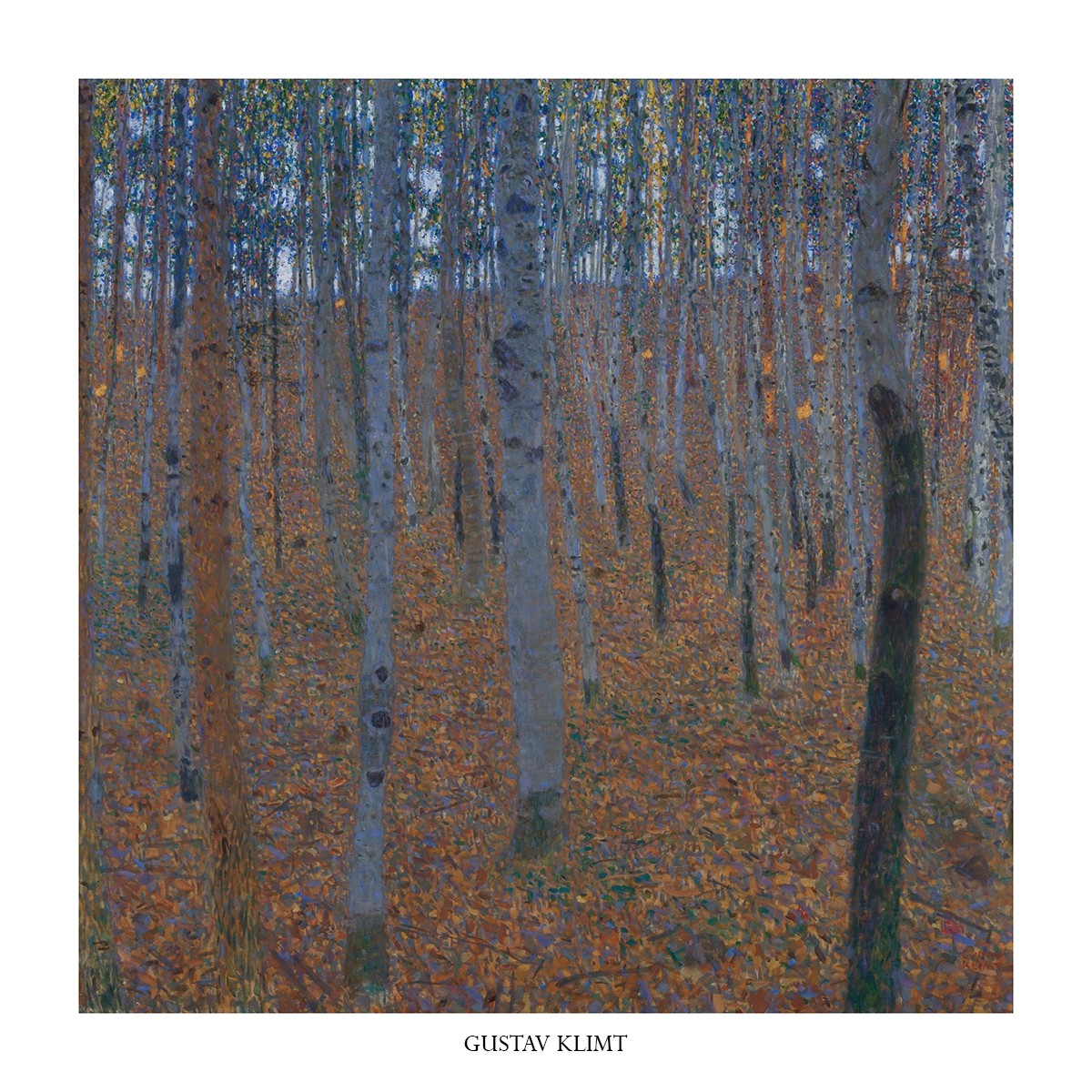 Gustav Klimt, Birkenwald K 32 (Klassische Moderne,dekorativ, Jugendstil, Wald, Bäume, Birken, Herbst, gold /bunt, Wohnzimmer,Treppenhaus, Schlafzimmer,Malerei)