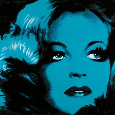 Günter Edlinger, Romy Schneider 3 (Modern, Pop/Op Art, Romy Schneider, Schauspielerin, Portrait, Persönlichkeiten,  Wunschgröße, Wohnzimmer, Jugendzimmer, neonfarben, hellblau)