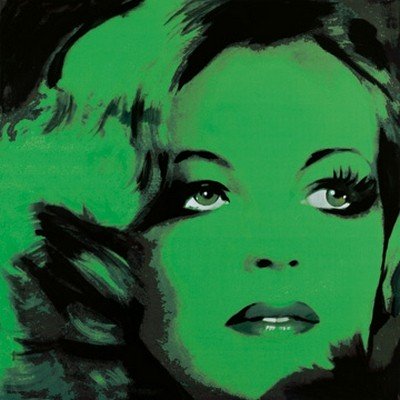 Günter Edlinger, Romy Schneider 2 (Modern, Pop/Op Art, Romy Schneider, Schauspielerin, Portrait, Persönlichkeiten,  Wunschgröße, Wohnzimmer, Jugendzimmer, neonfarben, grün)