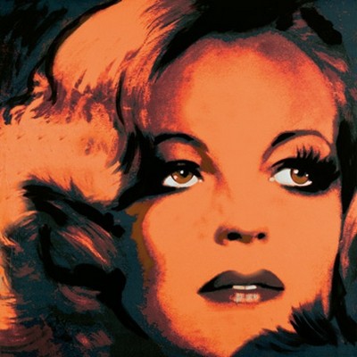 Günter Edlinger, Romy Schneider 4 (Modern, Pop/Op Art, Romy Schneider, Schauspielerin, Portrait, Persönlichkeiten,  Wunschgröße, Wohnzimmer, Jugendzimmer, neonfarben, orange)