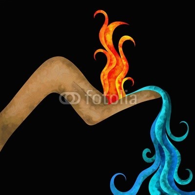 goccedicolore, acqua e fuoco (wasser, feuer, partikel, krÃ¤ftig, warm, kalt, hand, zeichnung, abstrakt, isoliert, hintergrund, zeichnung, schwarz, postkarte, flamme, flamme, welle, blues, wasserfall, natur, bei, mit, un)