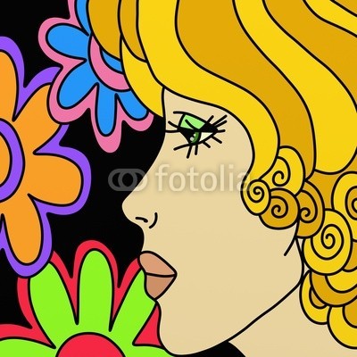 goccedicolore, profilo di donna (weiblich, silhouette, weiÃŸ, blond, hairstyle, haare, haare, abstrakt, gesicht, schÃ¶nheit, makeup, lippenstift, blume, blume, postkarte, dekoration, bei, mit, un)