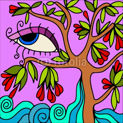 goccedicolore, albero astratto (welle, abstrakt, auge, erdmutter, landschaft, verzweigt, blume, ausreisen, laub, natur, wasserfall, wasser, blues, lebenszeit, himmel, vektor, postkarte, farb, kÃ¶rper, zeichnung, traum, vorstellung, makeup, zeichnung, bei, mit, un)