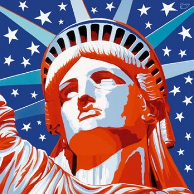 Vladimir Gorsky, Statue of Liberty (Freiheitsstatue,, Symbol, USA, New York, PopArt, Persönlichkeiten,  Treppenhaus, Wohnzimmer, Jugendzimmer, bunt)