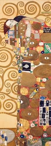 Gustav Klimt, L´abbraccio II (Wunschgröße, Klassische Moderne,dekorativ, Jugendstil, Japonismus, Eros&People, Frau, Mann, Umarmung, Lebensbaum, Baum, Ornamente, geometrische Formen, bunt, Wohnzimmer, Treppenhaus, Schlafzimmer, Malerei)