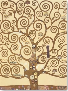 Gustav Klimt, L´Albero della Vita (Wunschgröße, Klassische Moderne,dekorativ, Jugendstil, Japonismus, Vogel, Greifvogel, Falke, Lebensbaum, Baum, Ornamente, geometrische Formen, bunt, Wohnzimmer, Treppenhaus, Schlafzimmer, Malerei)